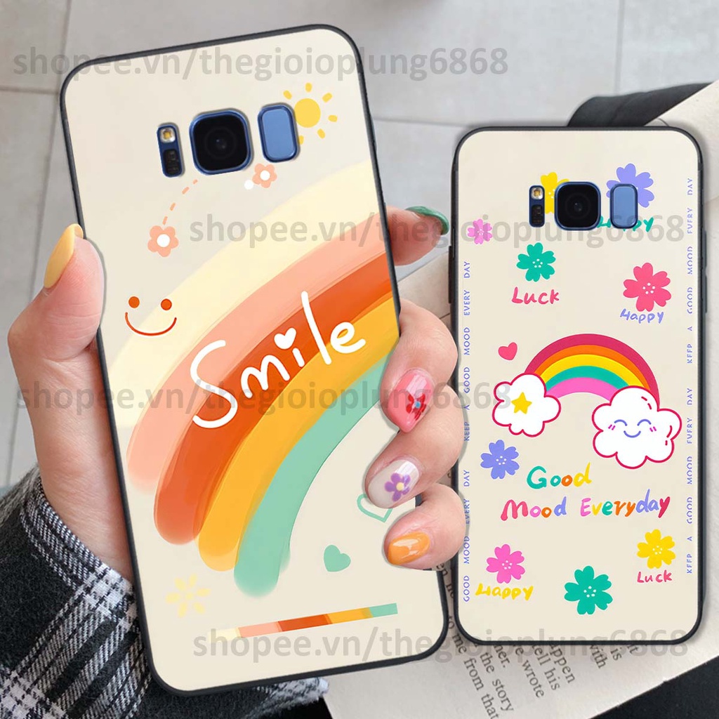 Ốp Samsung S8 / S8 Plus / S8+ in hình cầu vồng happy smile thỏ cute siêu xinh siêu đáng yêu
