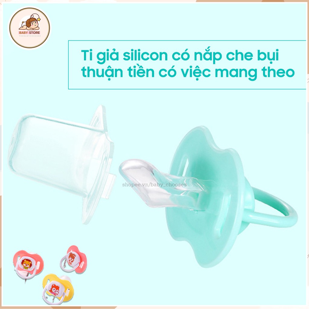 Ti giả cho bé sơ sinh, ti ngậm silicon baby chooses chống vẩu có kèm hộp đựng