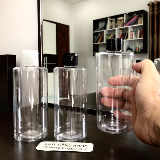 Chai nhựa trong suốt  nắp đen- Vỏ chai Pet nhựa nắp vặn đen đủ kích cở- Chai 500ml/ 300ml/ 200ml/ 100ml/ 50ml/ 30ml 10ml