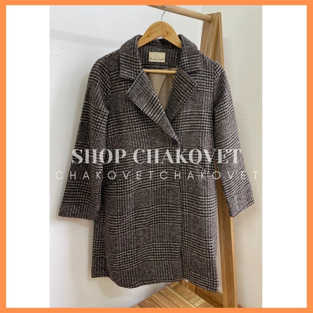Áo măng tô nữ 2 lớp AD8118, kiểu áo dạ khoác ngoài cổ vest hàng cao cấp dạ dày dặn thiết kế 5 cúc dọc 2 túi chéo đẹp