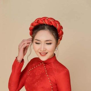 Mấn cô dâu tết 3 sợi kết hạt vàng