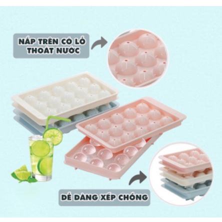 Khay làm đá bi tròn lớn 15 viên