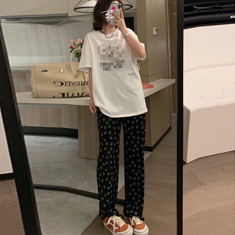 Quần ống rộng In Họa Tiết Mặt Cười Thời Trang Hàn Quốc size S-4XL