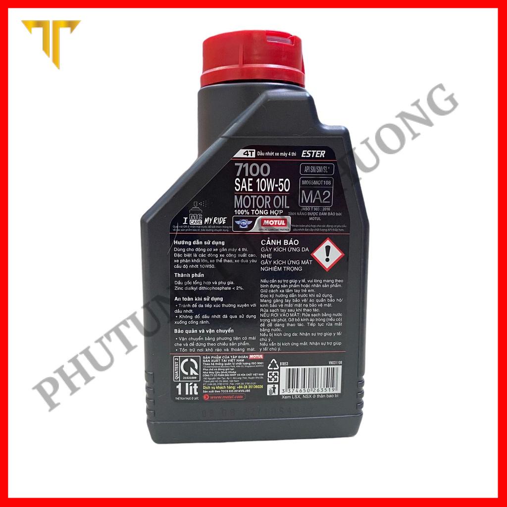 Nhớt Motul 7100 10W50 SN MA2 êm xe bốc máy full tổng hợp Ester bảo vệ động cơ 3000km