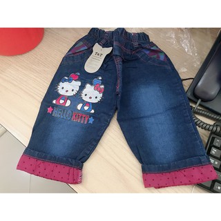 Quần jean lửng cho bé gái hello kitty cho bé gái
