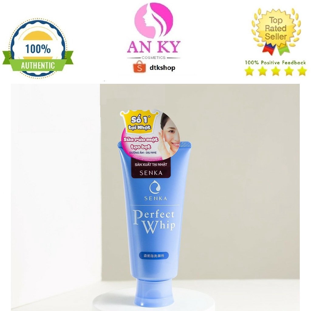 Sữa rửa mặt tạo bọt chiết xuất tơ tằm trắng Senka Perfect Whip (xanh dương)