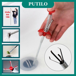 Cây gắp rác thông cống inox dây thông tắc cống lò xo đa năng loại 06cm-1m6