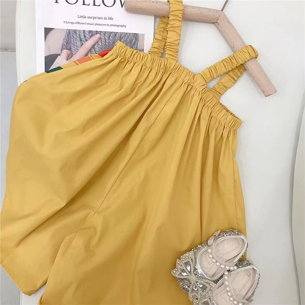 Áo Liền Quần Ống Rộng In Hình Cầu Vồng Xinh Xắn Cho Bé Gái 1-6 Tuổi