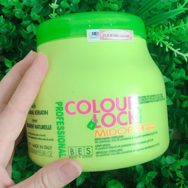 [Chính hãng] [Siêu rẻ] Hấp dầu ủ Bes Midopla Colour Lock khóa màu tóc nhuộm mềm mượt 1000ml (ITALY)