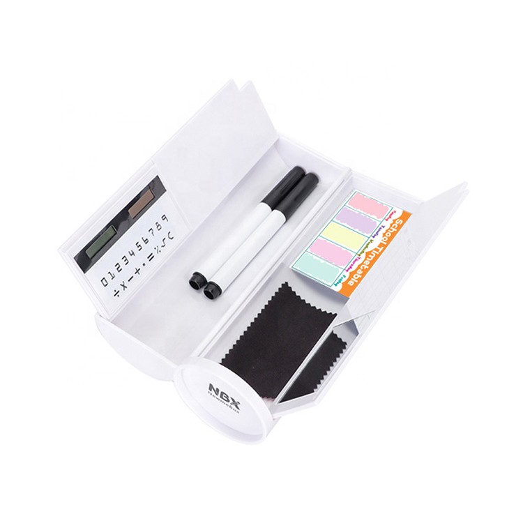 hộp bút Creative Whiteboard Pencil Case With Solar Calculator Magnetic Switch Kawai Cartoon Pen Box School