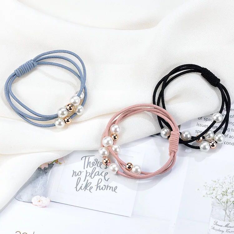 Dây buộc tóc nhiều lớp đính ngọc trai giả dễ thương xinh xắn