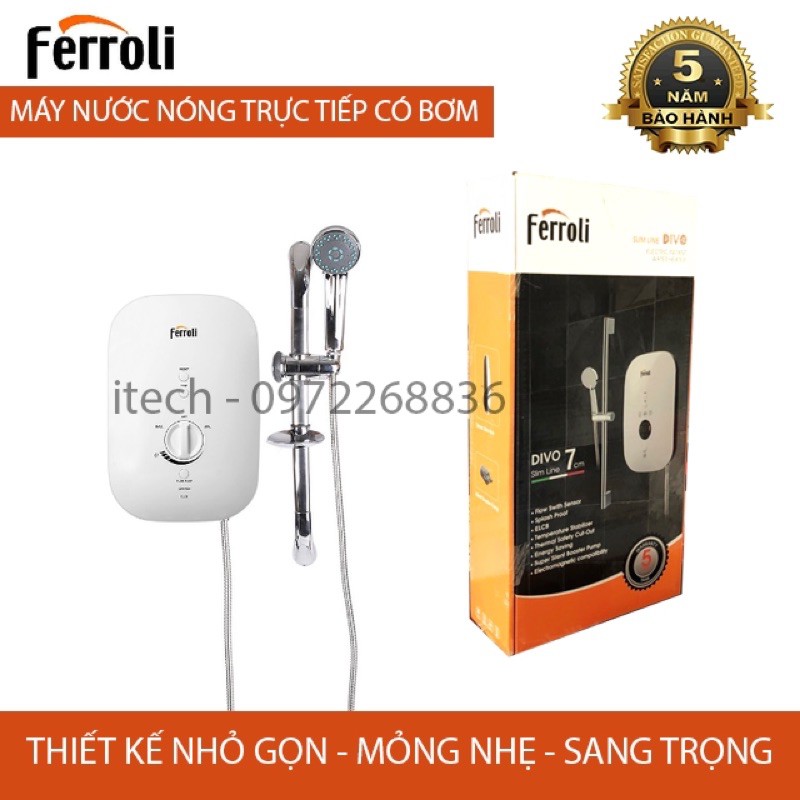 Máy nước nóng trực tiếp Ferroli Divo SSP 4.5S có bơm SSN ko bơm