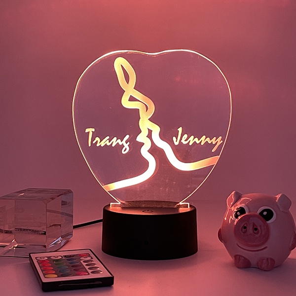 Đèn LED 3D khắc tùy chỉnh dành cho cặp đôi. Quà tặng đặc biệt ý nghĩa ngày tình nhân Valentine, quà tặng người yêu