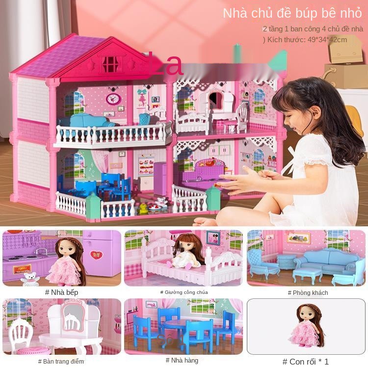 TĐồ chơi trẻ em, nhà chơi, con gái, công chúa nhỏ, biệt thự, lâu đài, sinh nhật, Ngôi búp bê Barbie Juehuang, quà tặng n
