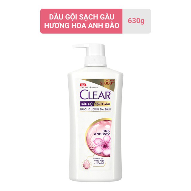 Dầu gội sạch gàu Clear (mát lạnh bạc hà/hoa anh đào/Botanique 9 thảo dược quý/Deep Cleanse/Cool Sport) 630g - 900g