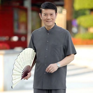 Áo sơ mi nam ngắn tay mùa hè nửa trung niên và cao tuổi ông bố giản dị người già rộng rãi