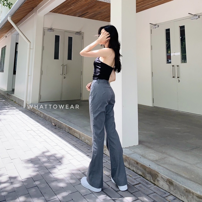 Quần kaki co giãn vintage xám ống suông by Whattowear | BigBuy360 - bigbuy360.vn