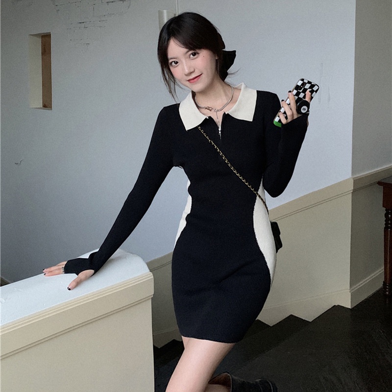 Váy đầm POLO body dài tay,Đầm Váy  Body  Nữ Ngắn HOT TREND Yohamy_officialstore