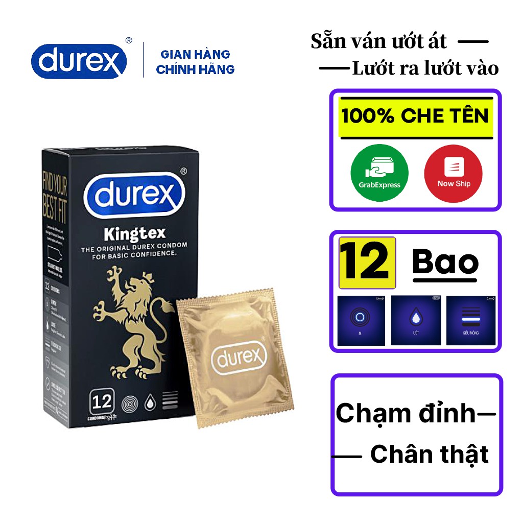 Bộ 2 hộp bao cao su siêu mỏng  Durex Kingtex ( 12 bao )  và bao cao su Durex Fetherlite ( 12 bao )+ Tặng kèm hộp 3 bao.