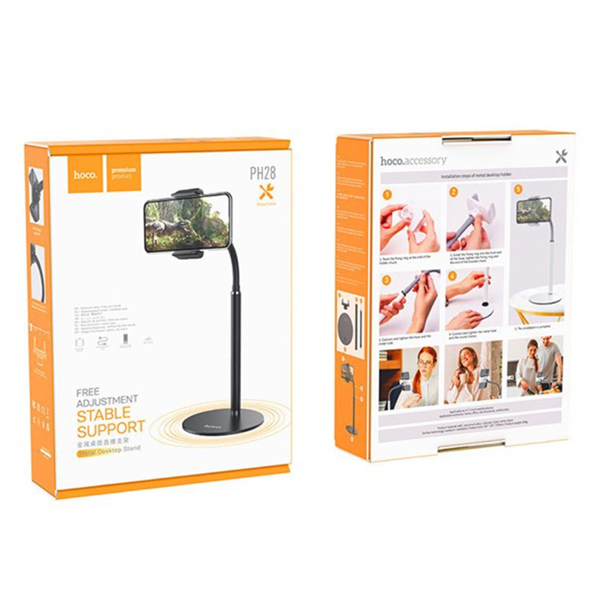 Giá đỡ điện thoại để bàn hợp kim nhôm cao cấp Hoco PH28, sử dụng đa năng tiện dụng, phụ kiện tương thích nhiều thiết bị | BigBuy360 - bigbuy360.vn