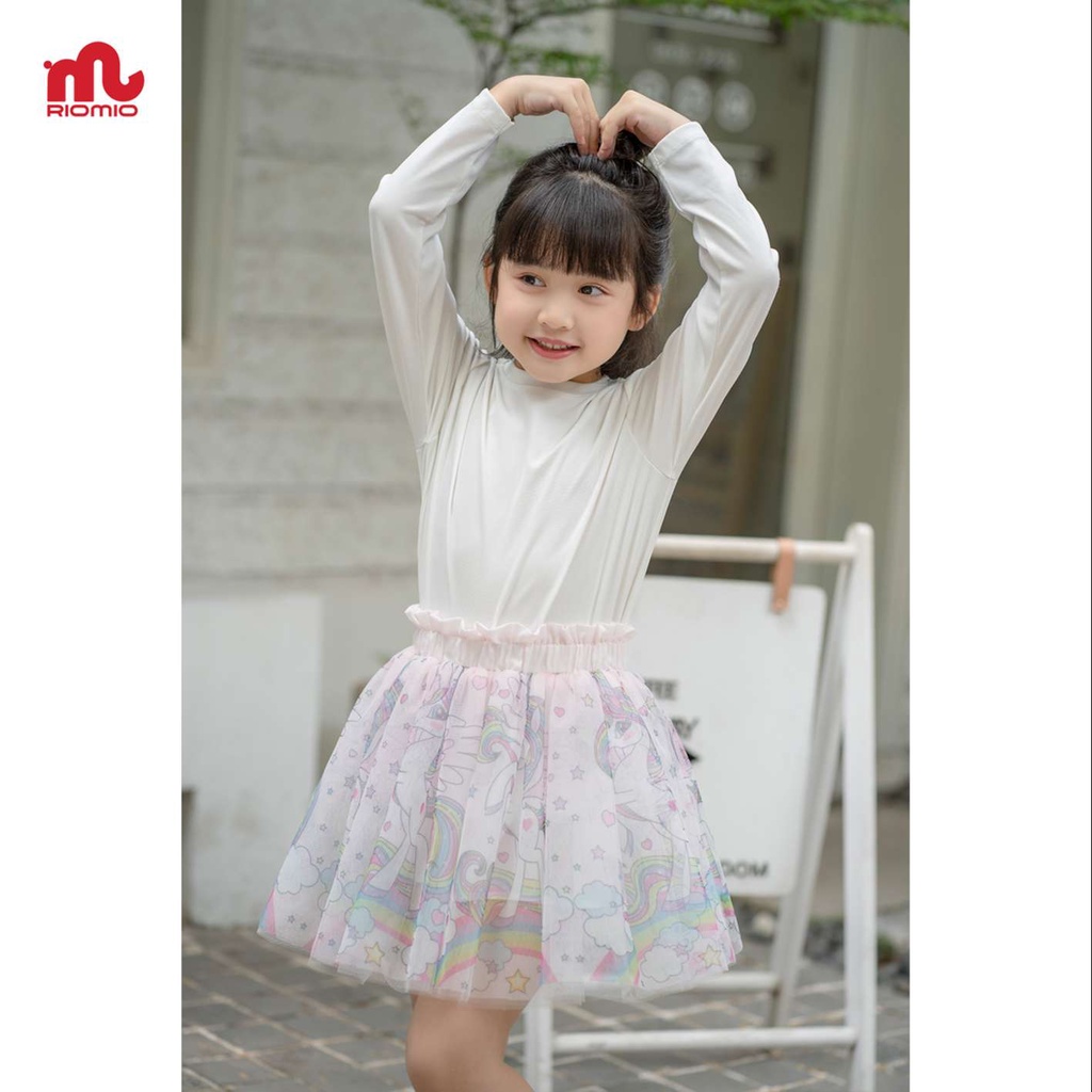 Chân váy cho bé gái 2-8 tuổi size 13-27kg RIOMIO dáng xòe 3 lớp lưới họa tiết xinh xắn