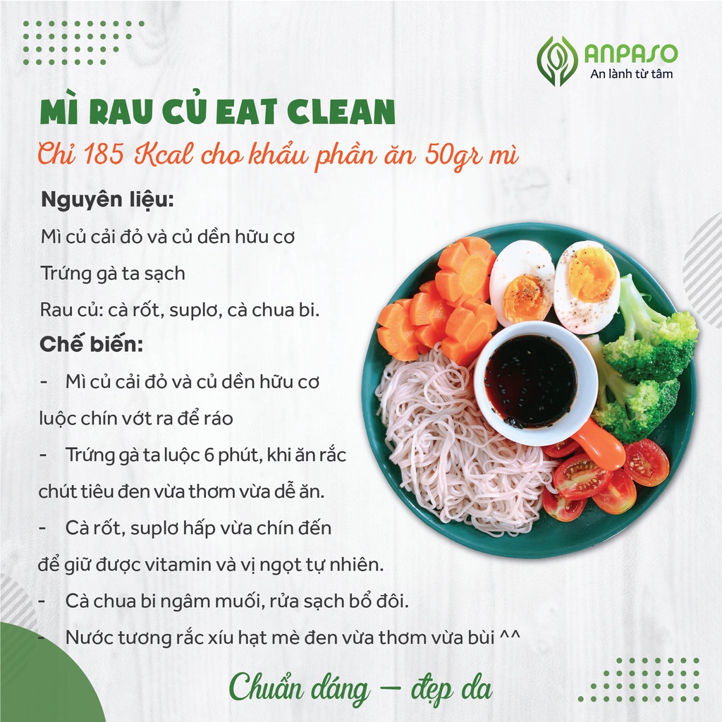 Mì Rau Eat Clean Củ Cải Đỏ và Củ Dền Hữu Cơ Organic Anpaso, Giảm Cân , ăn chay, không chiên nóng, tốt cho tiêu hóa 120g | BigBuy360 - bigbuy360.vn