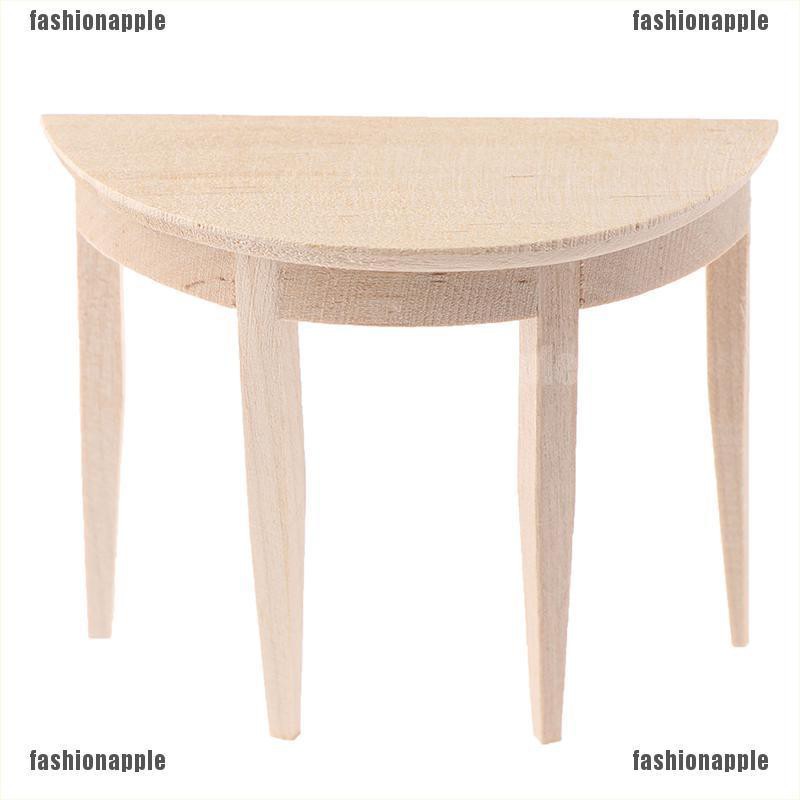 FAVN bless 1/12 Dollhouse Miniature Wooden Half Round Table Model Furniture Accessori glory