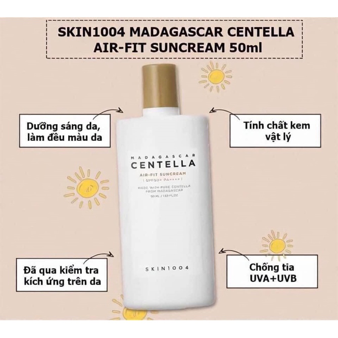 Kem Chống Nắng Kiềm Dầu Skin1004 Madagascar Centalla Air-Fit Sunscream SPF 50+ PA++++ Cho Da Mụn Nhạy Cảm 50ml