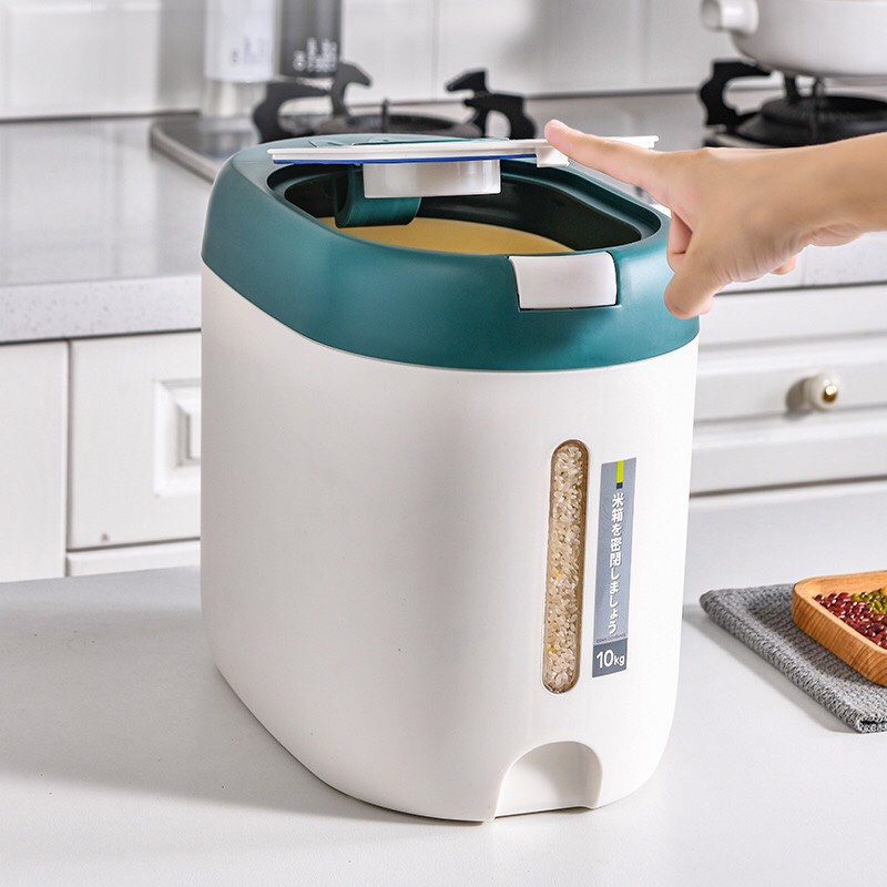 Thùng Đựng Gạo 10Kg Siêu Bền, Có Nắp Đậy Tiện Dụng, Chống Ẩm Mốc Mối Mọt - Bảo Hành 12 Tháng