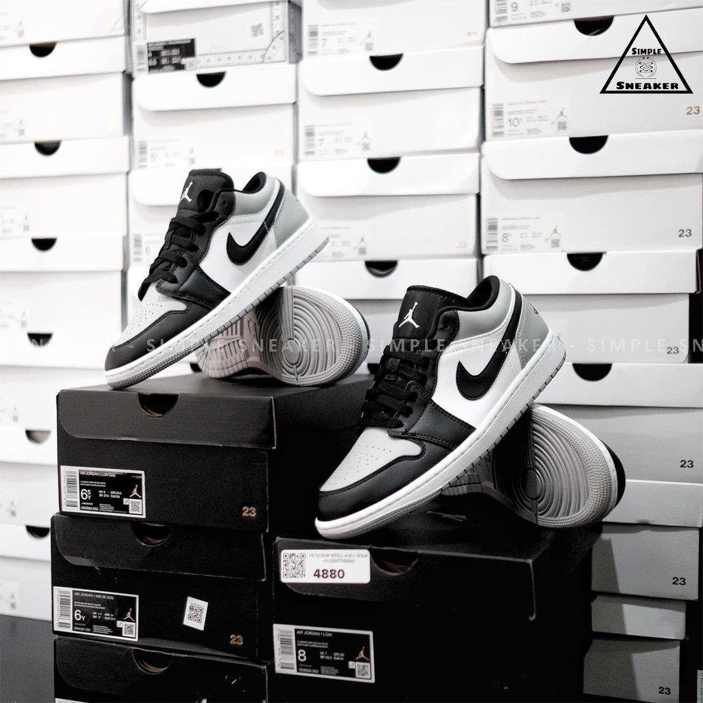 Giày Nike Jordan 1 Low Smoke Grey Chính Hãng 🔴SIMPLE SNEAKER🔴 Air Jordan 1 Shadow Toe Cổ Thấp Màu Xám Đen