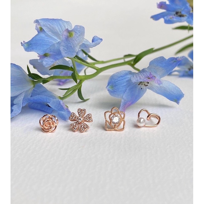 Hoa tai, bông tai hoa hàn quốc, thanh lịch, tinh tế