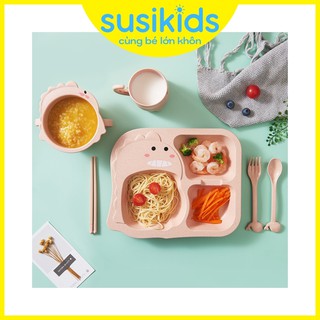 Khay ăn cơm cho bé chất liệu lúa mạch hình khủng long đáng yêu SUSIKIDS