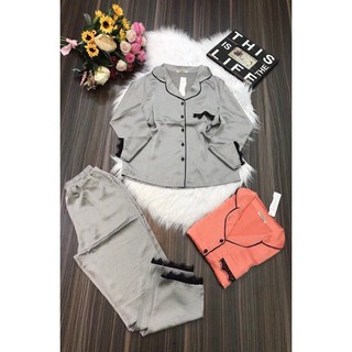 PIJAMA LỤA REN TAY DÀI QUẦN DÀI