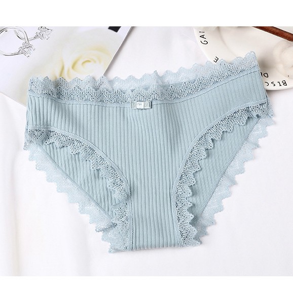Quần lót nữ, quần cotton tăm viền ren nơ nâng mông kháng khuẩn MS563 | BigBuy360 - bigbuy360.vn