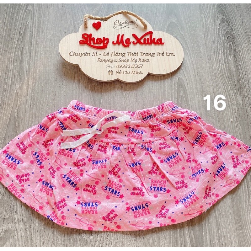 (Size 12-14kg) Chân váy ngắn kèm chip bé gái