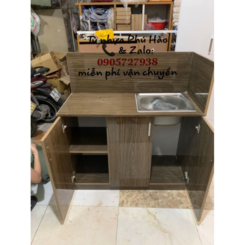 tủ bếp mini nhựa vincoplast  cao cấp màu óc chó | BigBuy360 - bigbuy360.vn