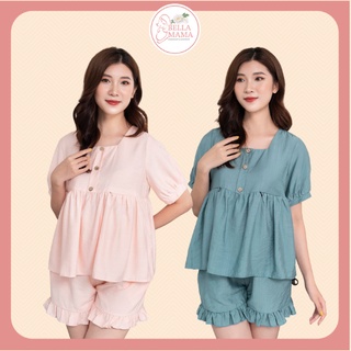 Bộ Bầu Mặc Nhà Mùa Hè Chất Đũi Mềm Mịn Mát,Hàng Việt Nam,Đồ Bầu Sau Sinh Có Khóa Ngực,Chun Bụng Bella Mama - BN5