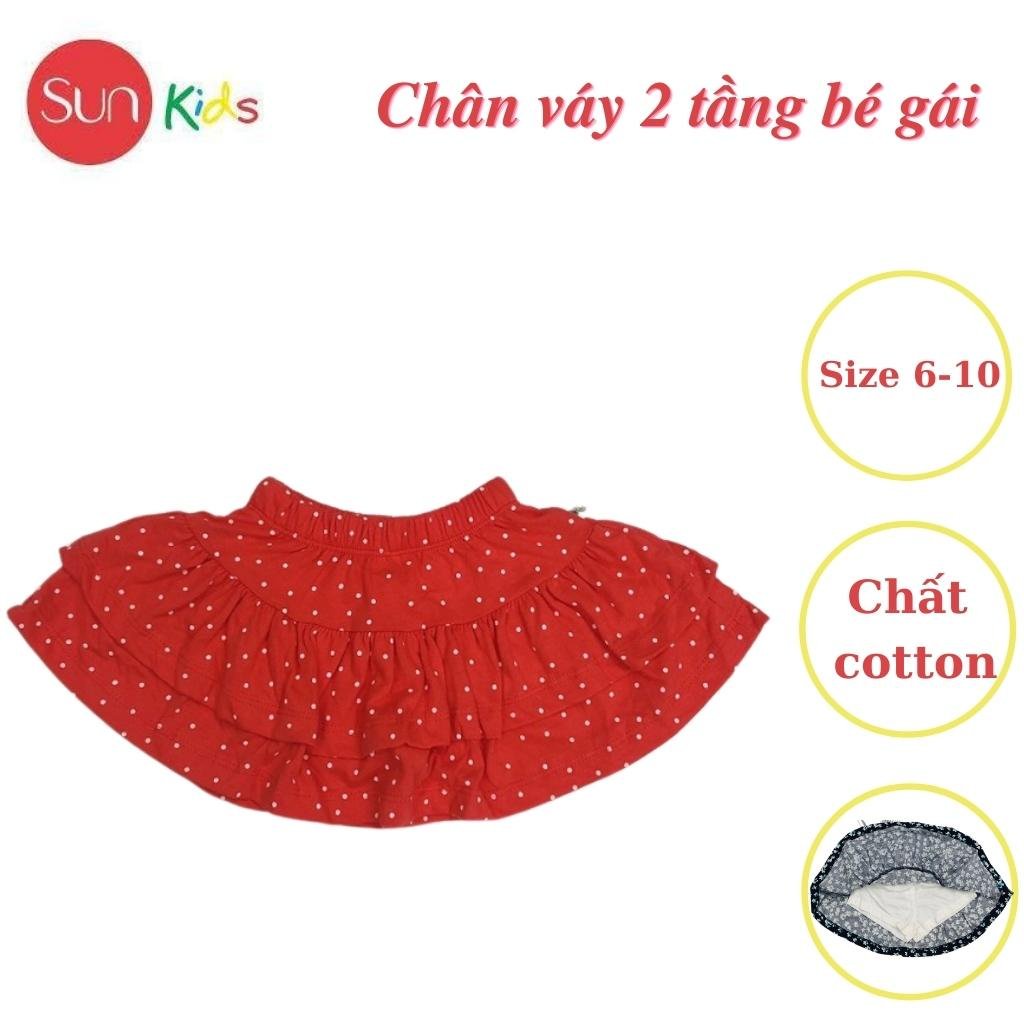 Chân váy cho bé, đầm bé gái 2 tầng, chất cotton, có quần đùi trong, size 6-10 - SUNKIDS1