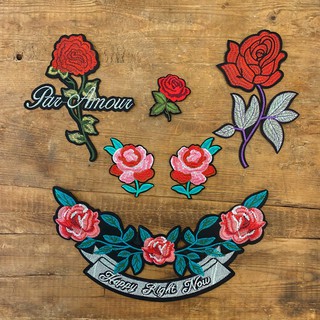 Sticker/Patch vải HOA HỒNG dùng ủi/là trang trí cho quần áo Jeans, mũ nón, phụ kiện, túi xách, balo ...v