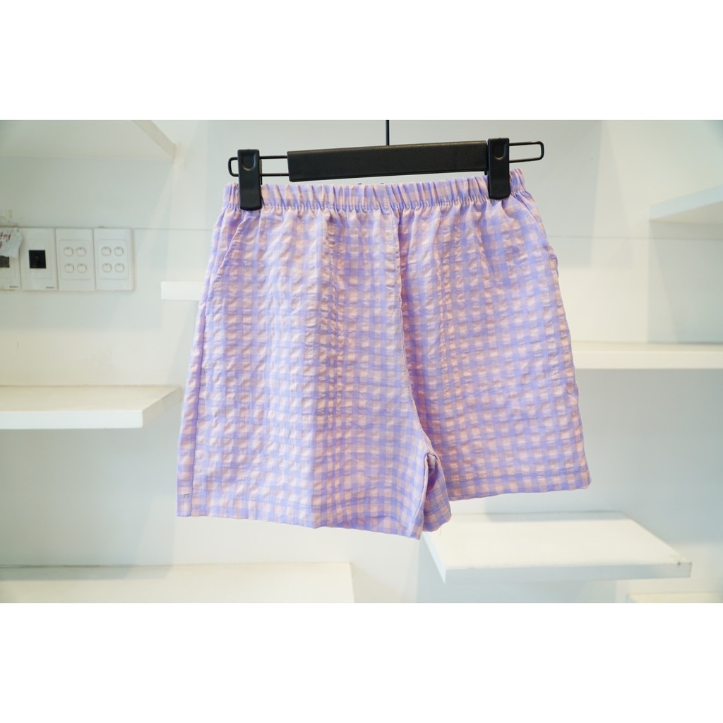 Quần đùi caro nữ ống suông mặc nhà cực mát | BigBuy360 - bigbuy360.vn