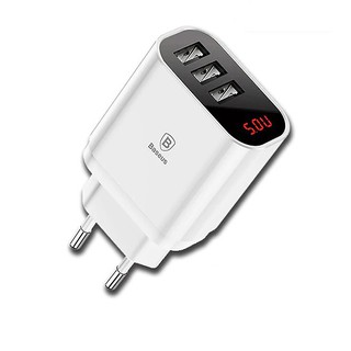 Củ Sạc Baseus 3 Cổng USB Có Đèn Led Báo Nguồn