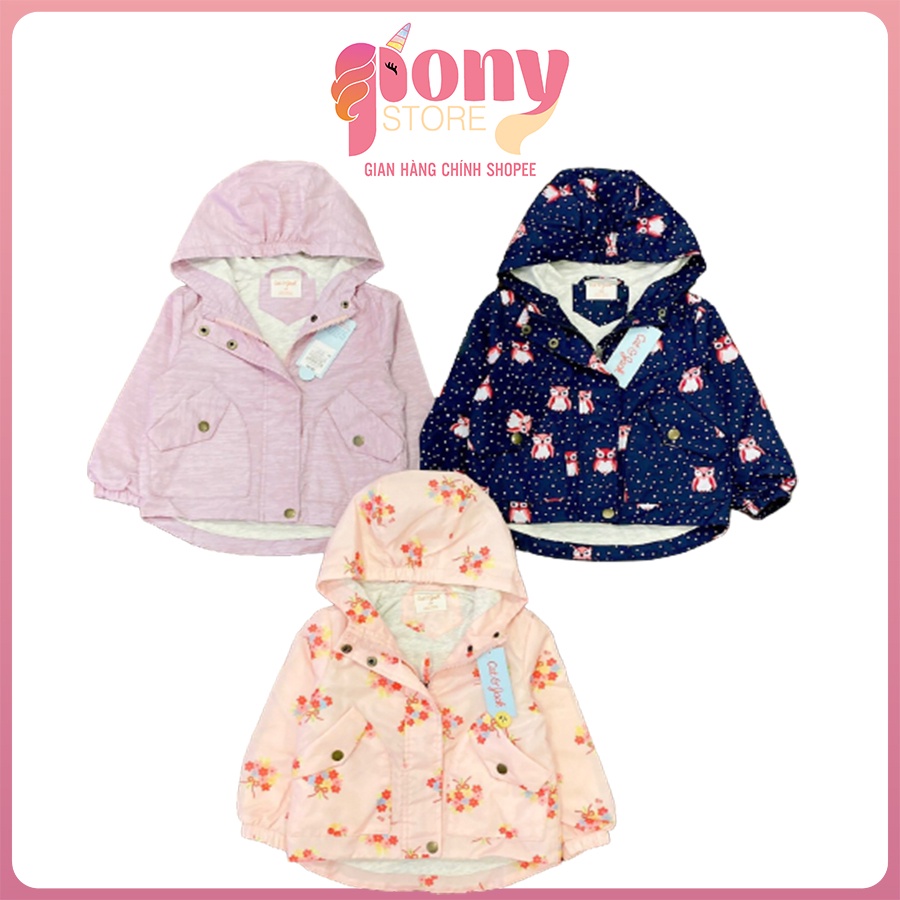Áo khoác gió thu đông C&J cho bé gái 2 lớp ấm áp, áo khoác bé gái size từ 18m đến 5y