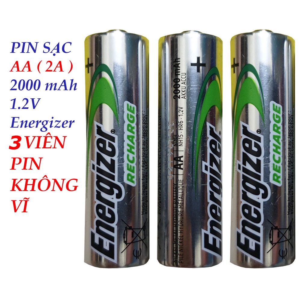 Pin sạc AA (2A) 2000mAh 1.2V Energizer KHÔNG VĨ dùng cho thiết bị cần nguồn 1.5V