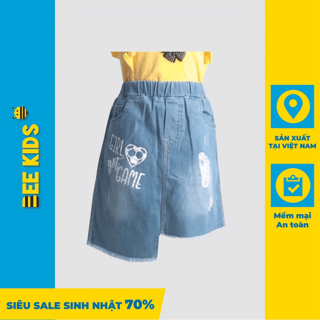 Chân Váy Bò Cho Bé Gái Bee Kids Gấu Tua, Mài Rách Thời Trang Cá Tính (7 -12 Tuổi) 7JJ01081SX