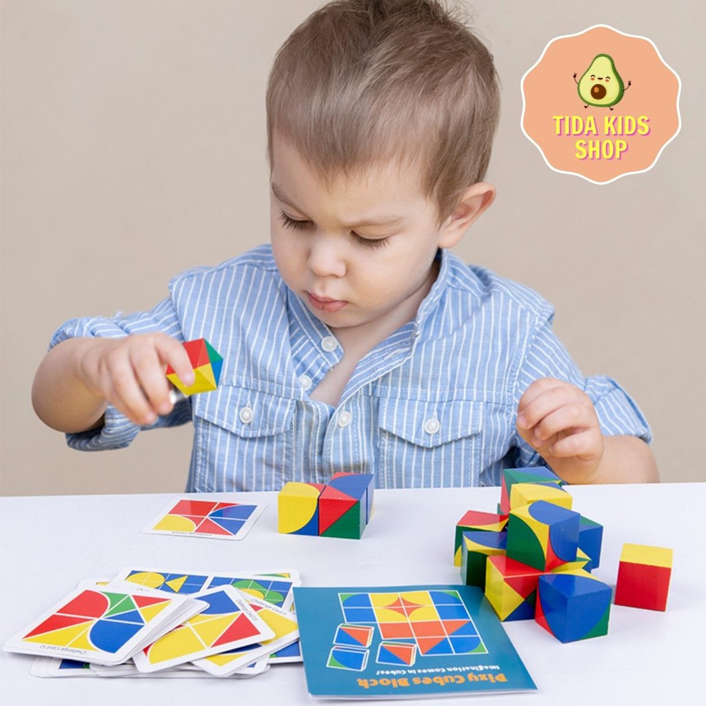 Pixy Cubes Block, Đồ Chơi Gỗ TIDA KIDS SHOP, Đồ Chơi Giải Trí Rubik Đổi Hình Cho Bé Giá Tốt