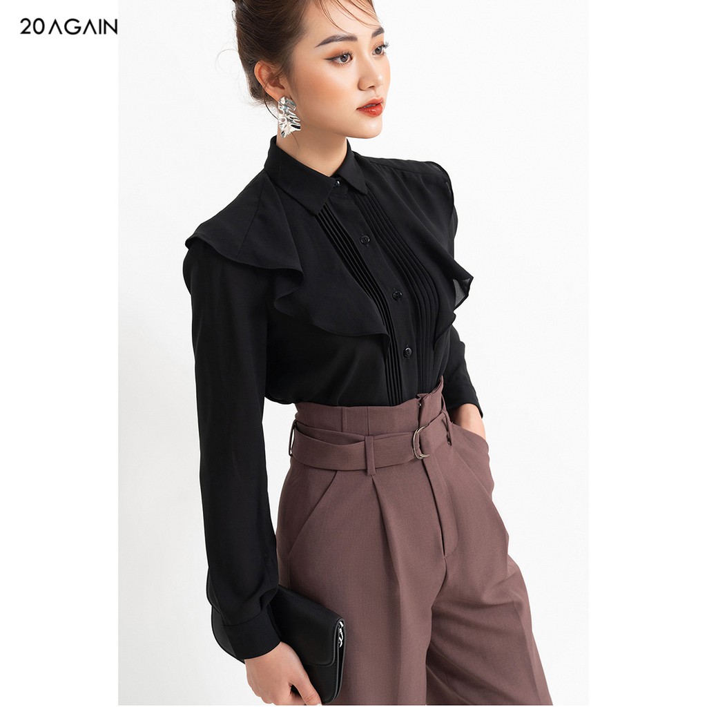 Áo sơ mi voan nữ công sở 92WEAR 3 MÀU, đủ size, dài tay xếp ly nếp ASA1486