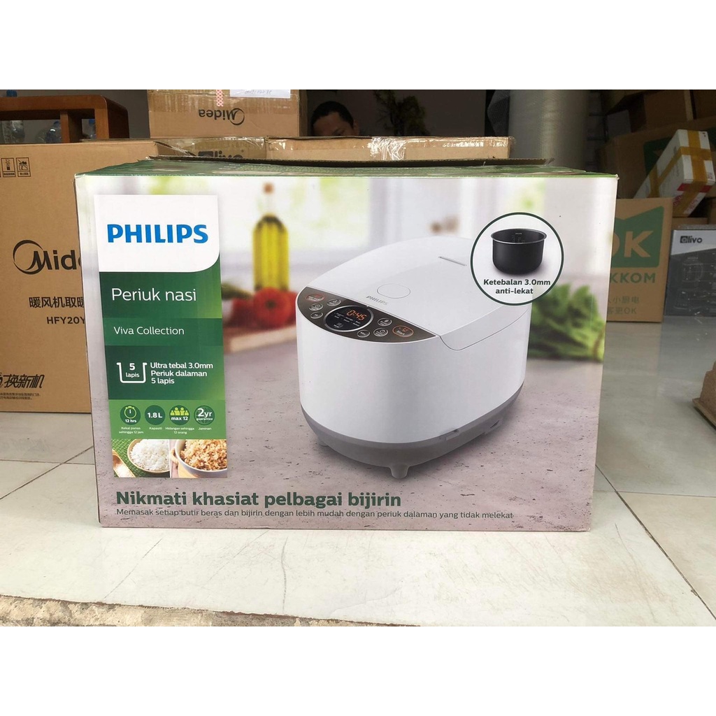 [Siêu rẻ] Nồi cơm điện tử Philips HD4515 1.8 lít (Trắng) - Hàng Chính Hãng - Bảo Hành Toàn Quốc 2 năm