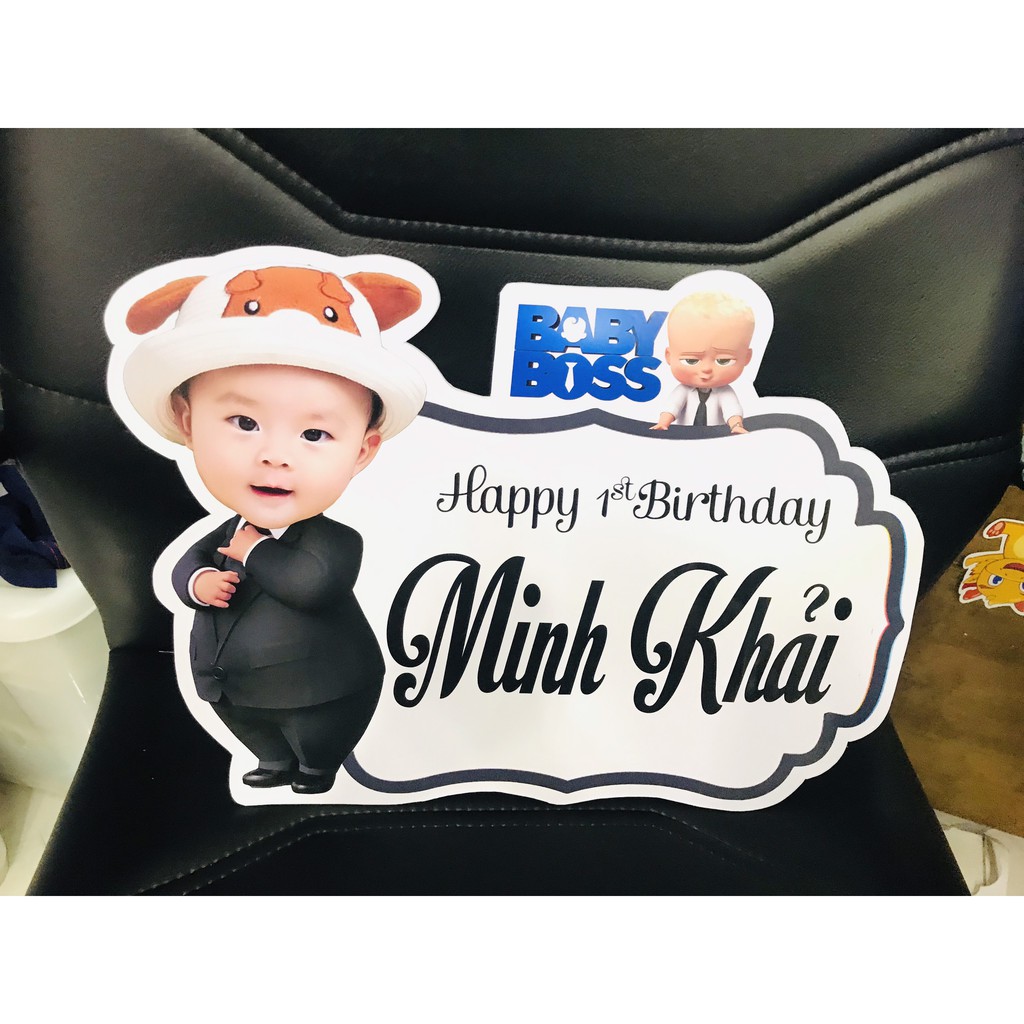 Bảng Tên bé kèm chibi bé trai [ Phụ kiện trang trí sinh nhật]