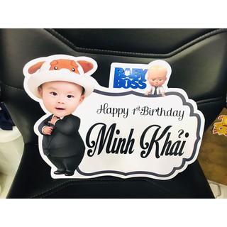 Bảng Tên bé kèm chibi bé trai [ Phụ kiện trang trí sinh nhật]