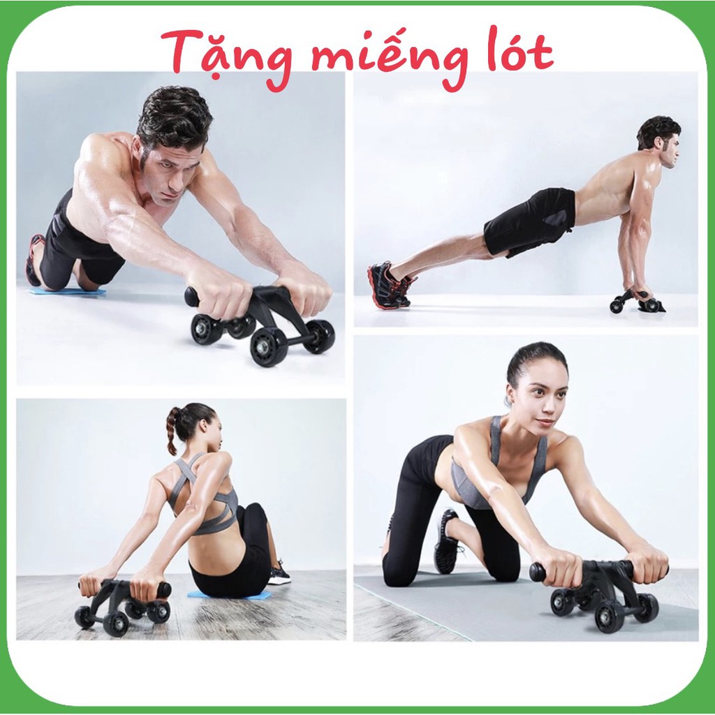 ok CON LĂN TẬP CƠ BỤNG 4 BÁNH (tặng kèm thảm)